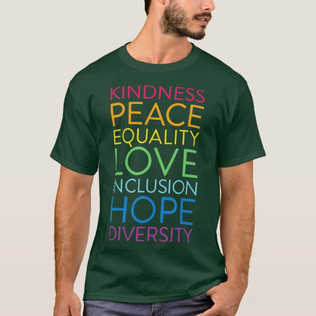Camiseta Paz Amor Inclusão Igualdade Diversidade Humana (Frente)