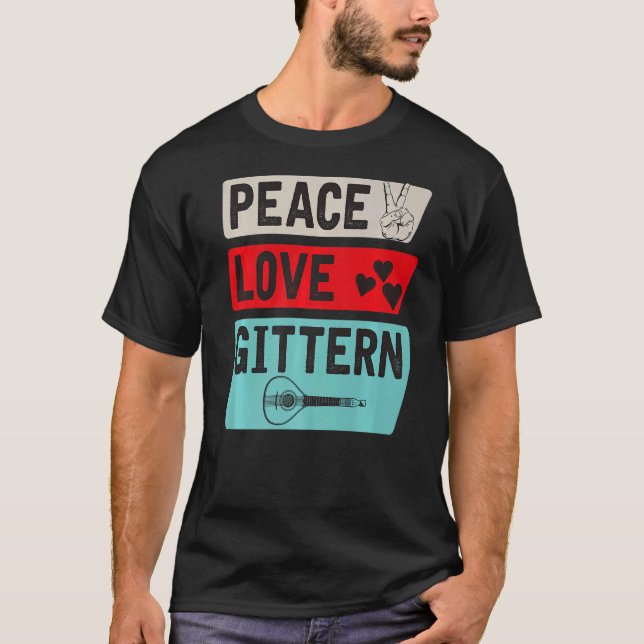 Camiseta Paz Amor Instrumento Musical Gittern Toque Gittern (Frente)