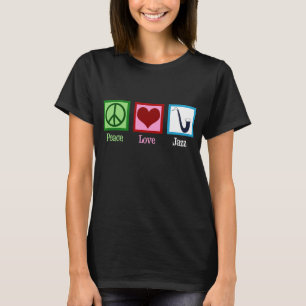 Camiseta Paz Amor Jazz Música Saxofone