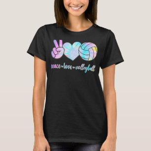 Camiseta Paz Amor Jogador de Voleibol Estilo Tie Dye Mulher