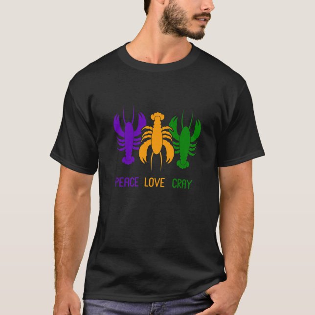 Camiseta Paz Amor Lagostim Lagosta Mardi Gra (Frente)