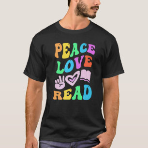 Camiseta PAZ AMOR LEITURA Retro Literacia Professor Groovy