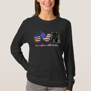 Camiseta Paz Amor Lembre Combate Boots Usa Flag Veteran