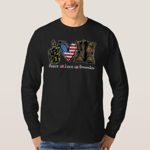 Camiseta Paz Amor Lembre Combate Boots Usa Flag Veteran