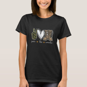 Camiseta Paz Amor Lembre Combate Boots Usa Flag Veteran