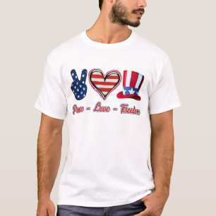 Camiseta Paz Amor Liberdade Sinalizador Americano