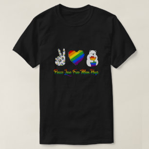 Camiseta Paz Amor Livre Mãe Abraça Orgulho LGBT