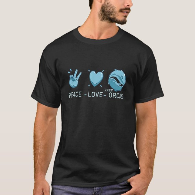 Camiseta Paz Amor Livre Ocras Limpo Oceano Mar Animal Kille (Frente)