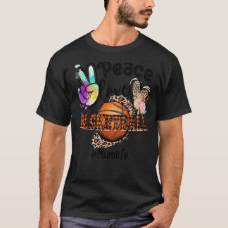 Camiseta Paz Amor Mãe de Basquete Vida Mãe Avó Leopardo