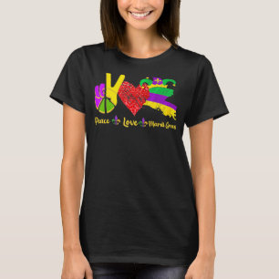 Camiseta Paz amor Mardi Gras New Orleans Louisiana Map Mães