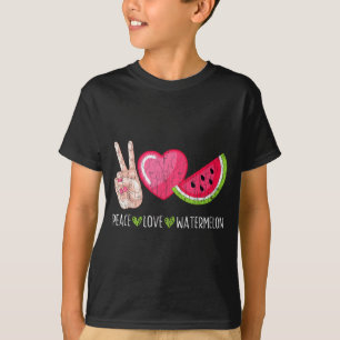 Camiseta Paz Amor Melancia Divertido Verão Amante de Frutas