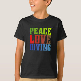 Camiseta paz amor mergulho