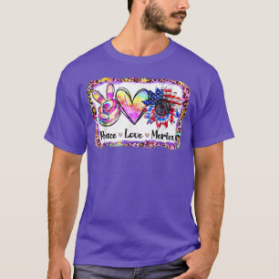 Camiseta Paz Amor Merica Tie Dye Leopard Sunflower 4° De