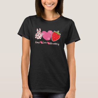 Camiseta Paz Amor Morango Agricultor Morangos Fruta B