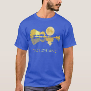 Camiseta Paz Amor Música Guitarra Lago Sombra Hippie Músico