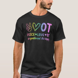 Camiseta Paz Amor OT Terapia Ocupacional Coração Colorido