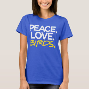 Camiseta Paz. Amor. Pássaros. T