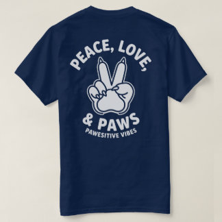 Camiseta Paz Amor & Patas Vibrações Pawesitivas Amante de C