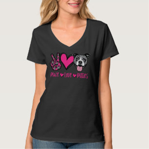 Camiseta Paz Amor Pitbull Cachorro Rosa Pia