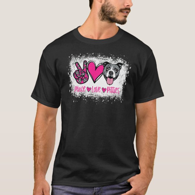 Camiseta Paz Amor Pitbull Dono de Animais de Companhia Pele (Frente)