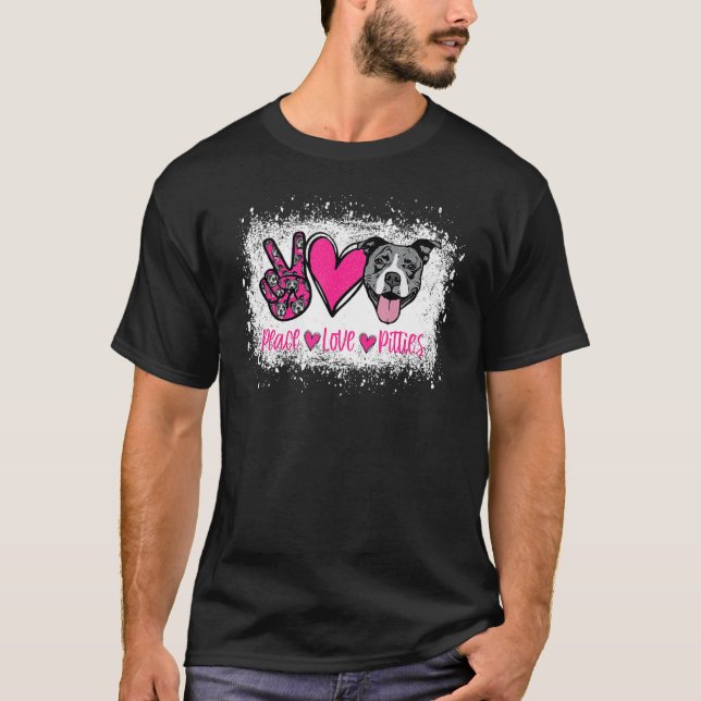 Camiseta Paz Amor Pitbull Dono de Animais de Companhia Pele (Frente)