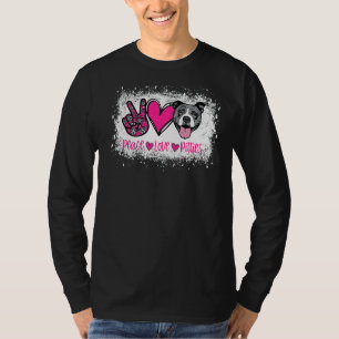 Camiseta Paz Amor Pitbull Dono de Animais de Companhia Pele