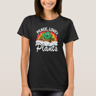 Camiseta Paz Amor & Plantas Cacto Arco-íris Paisagista Plan