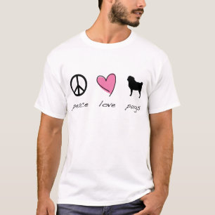 Camiseta Paz + Amor + Pugs