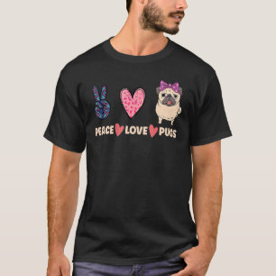 Camiseta Paz Amor Pugs Símbolo de Paz Pug