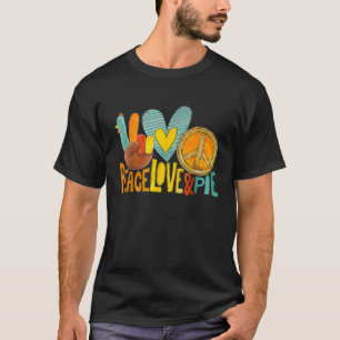 Camiseta Paz Amor Pumpkin Pie Turquia Engraçado Ação de Gra