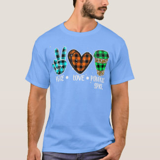 Camiseta Paz Amor Pumpkin Spice Ação de Graças outono