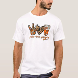 Camiseta Paz Amor Pumpkin Spice Queda Halloween Thanksgivi