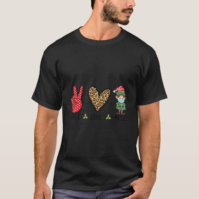 Camiseta Paz Amor Quarentena Natal Elf Rosto Xmas (Frente)