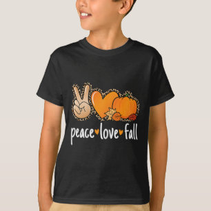 Camiseta Paz Amor Queda Abóbora outono Dia de Ação de Graça
