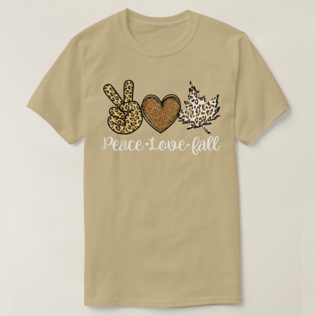 Camiseta Paz Amor Queda Leopardo outono Queda Graças Alô (Frente do Design)