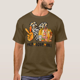 Camiseta Paz Amor Queda Leopardo Pumpkin Outono Feliz Obrig