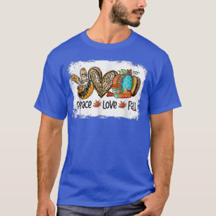 Camiseta Paz Amor Queda Outono Leopard Heart Pumpkin Obriga