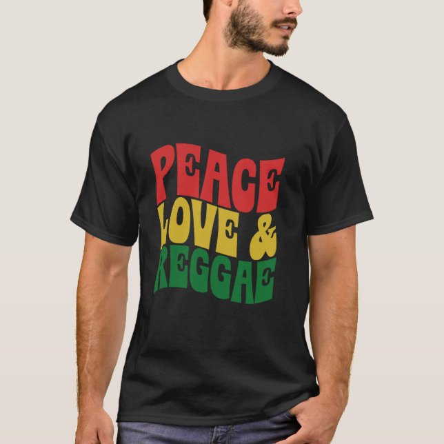 Camiseta Paz Amor Reggae - Rastafari Groovy (Frente)