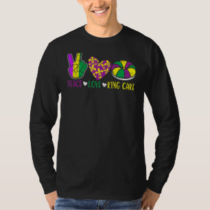 Camiseta Paz Amor Rei Bolo Funny Mardi Gras Festival Par