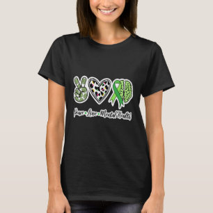 Camiseta Paz Amor Saúde Mental Vestimos Curas Mentais Verde