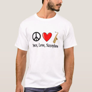 Camiseta Paz, amor, saxofone