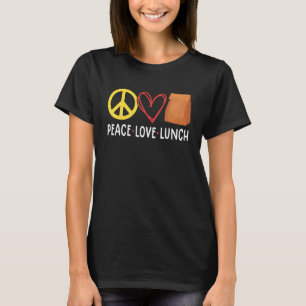 Camiseta paz amor senhora almoço retrô groovy senhora almoç