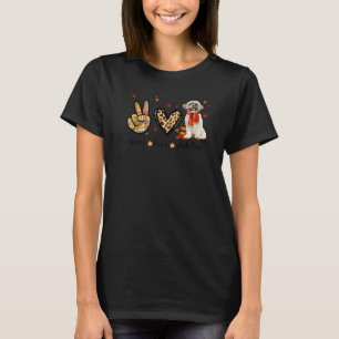 Camiseta Paz Amor Shih Tzu Cachecol Leopardo Outono Do Que