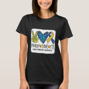 Camiseta Paz Amor T21 Cura Azul Amarelo Conscientização Sín