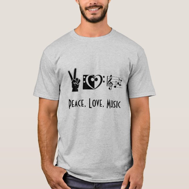 Camiseta Paz, amor, t-shirt da música (Frente)