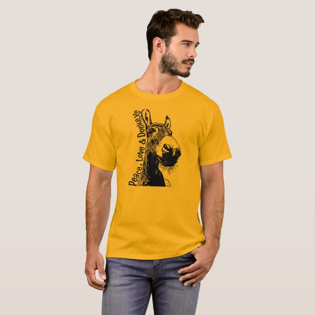 Camiseta Paz, amor & t-shirt dos asnos (Frente Completa)