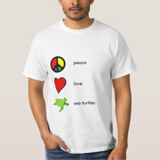 Camiseta Paz, amor, & tartarugas de mar