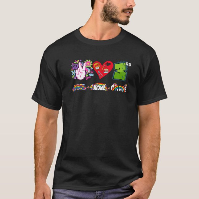 Camiseta Paz Amor Terceiro Esquadrão De Volta À Escola Prim (Frente)