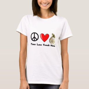 Camiseta Paz, amor, trompa francesa