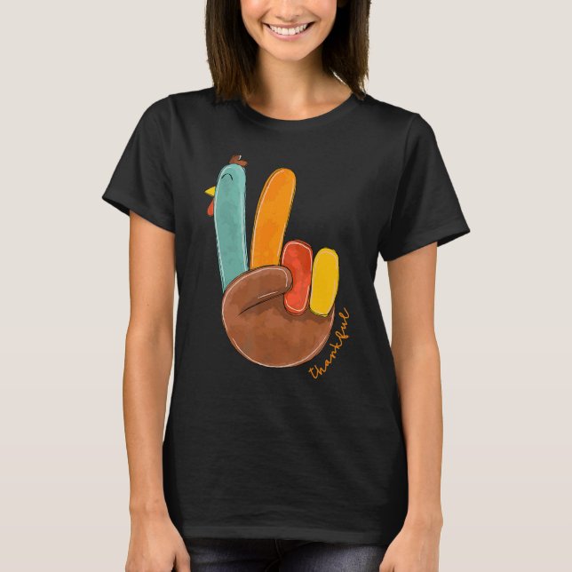 Camiseta Paz Amor Turquia Graças à Turquia Sinais de Mão Ob (Frente)